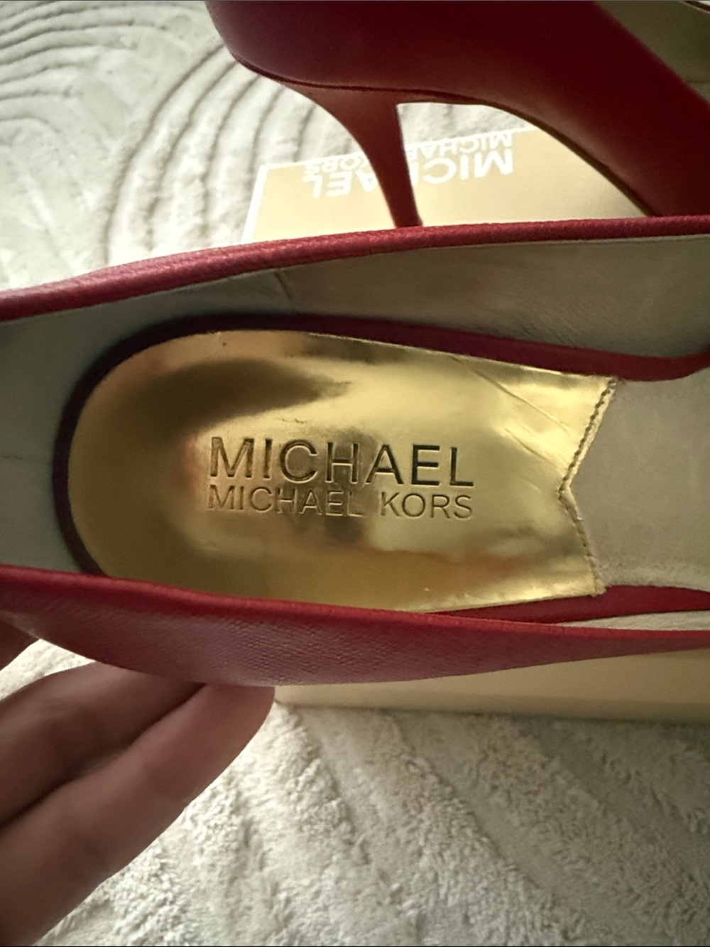 Michael Kors Red Pointed Leather Stiletto Pumps - Picture 2 of 8